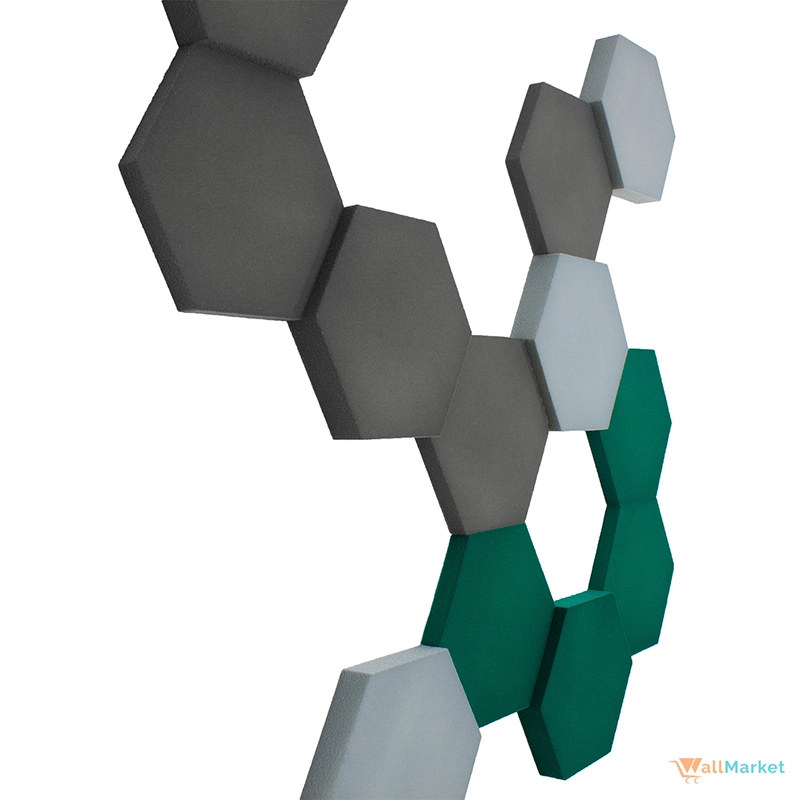 akustyczne-panele-scienne-heksagon-3d-w-zestawie-kolor-zielony-jasnoszary-szary